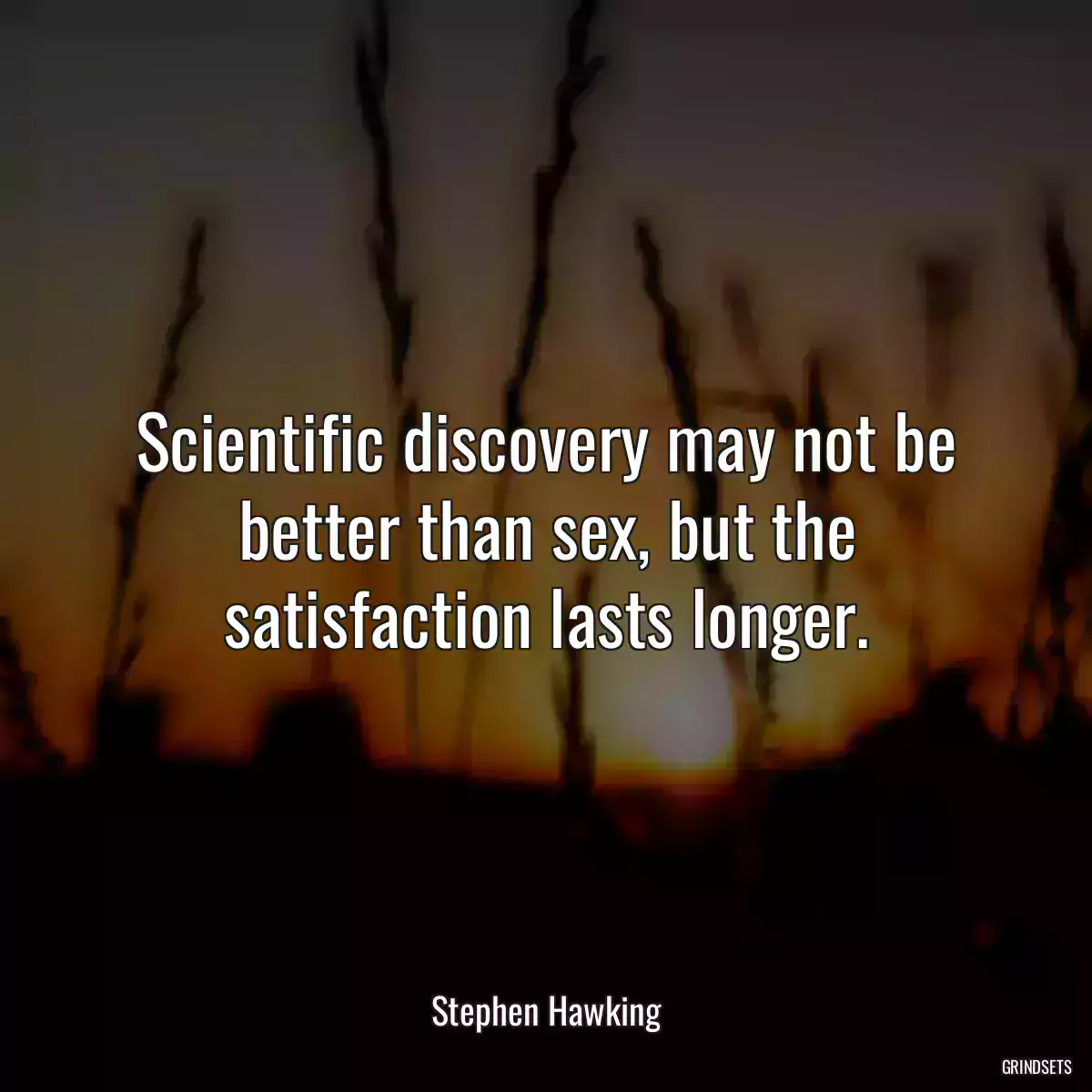 Scientific discovery may not be better than sex, but the satisfaction lasts longer.