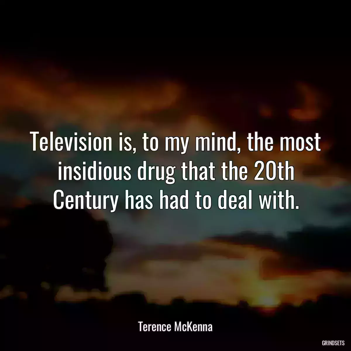 Television is, to my mind, the most insidious drug that the 20th Century has had to deal with.