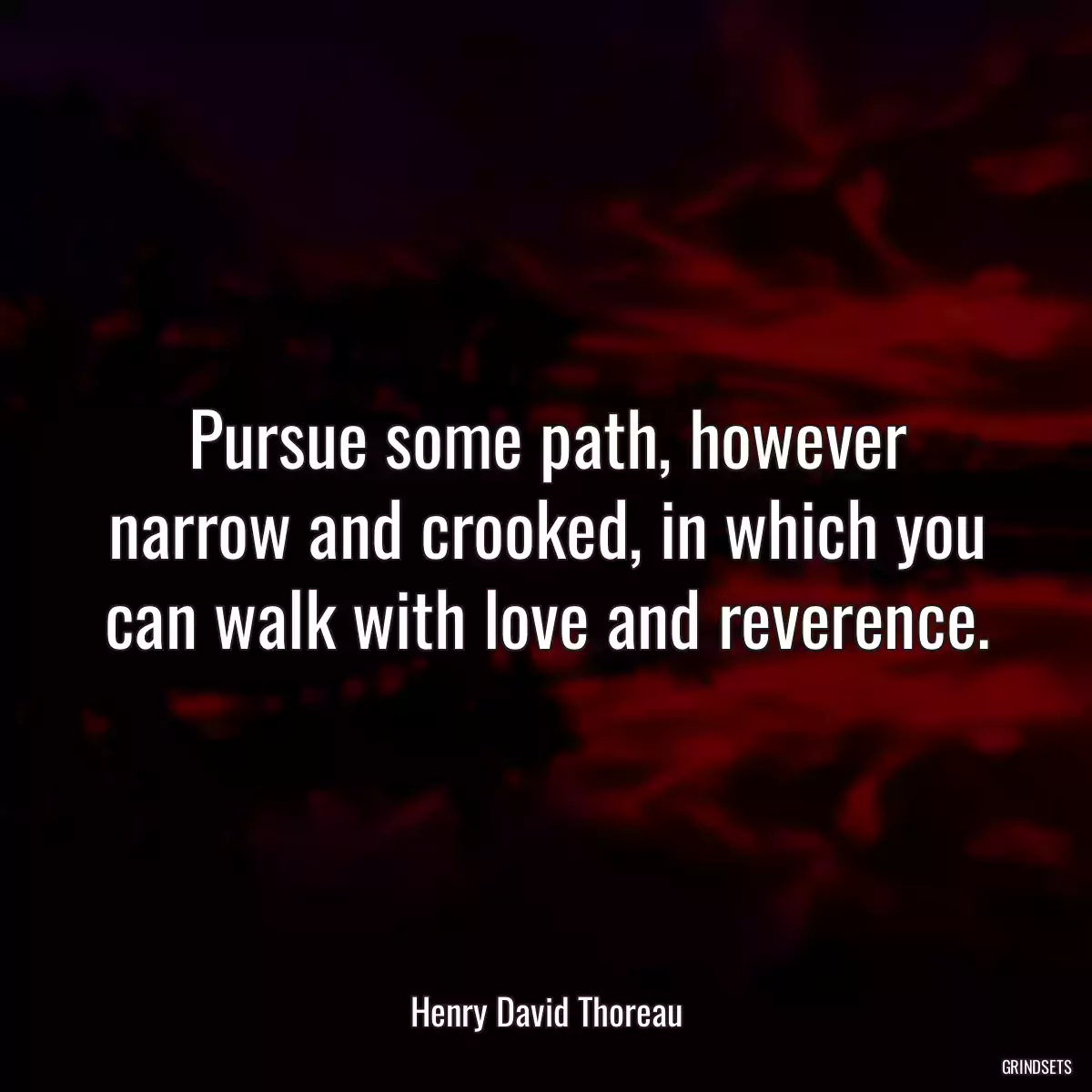 Pursue some path, however narrow and crooked, in which you can walk with love and reverence.