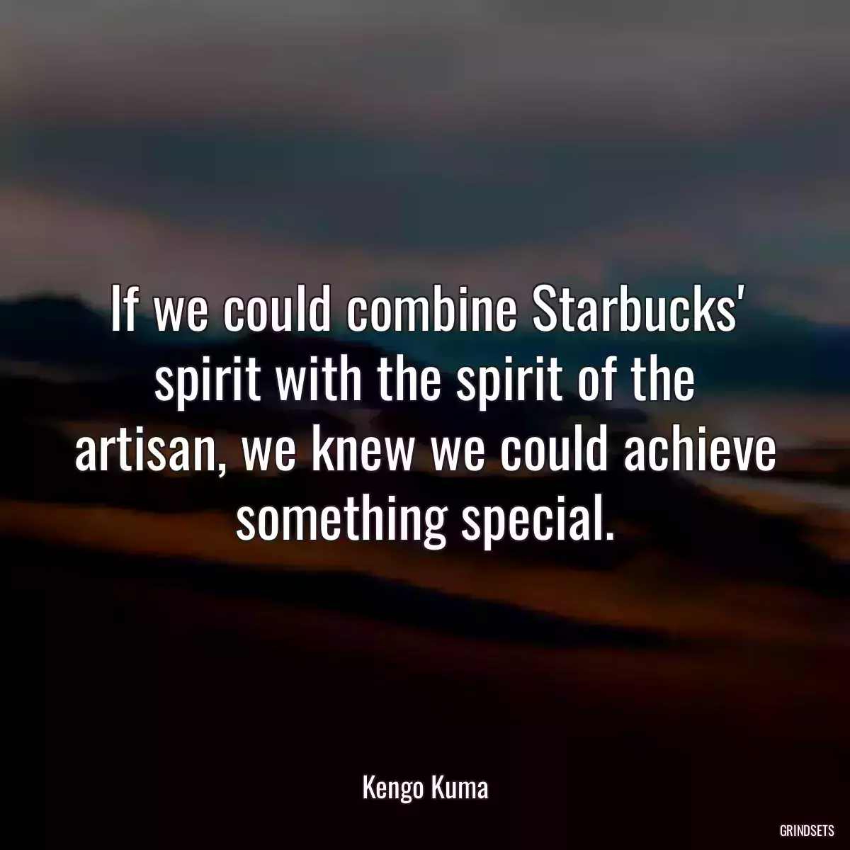 If we could combine Starbucks\' spirit with the spirit of the artisan, we knew we could achieve something special.