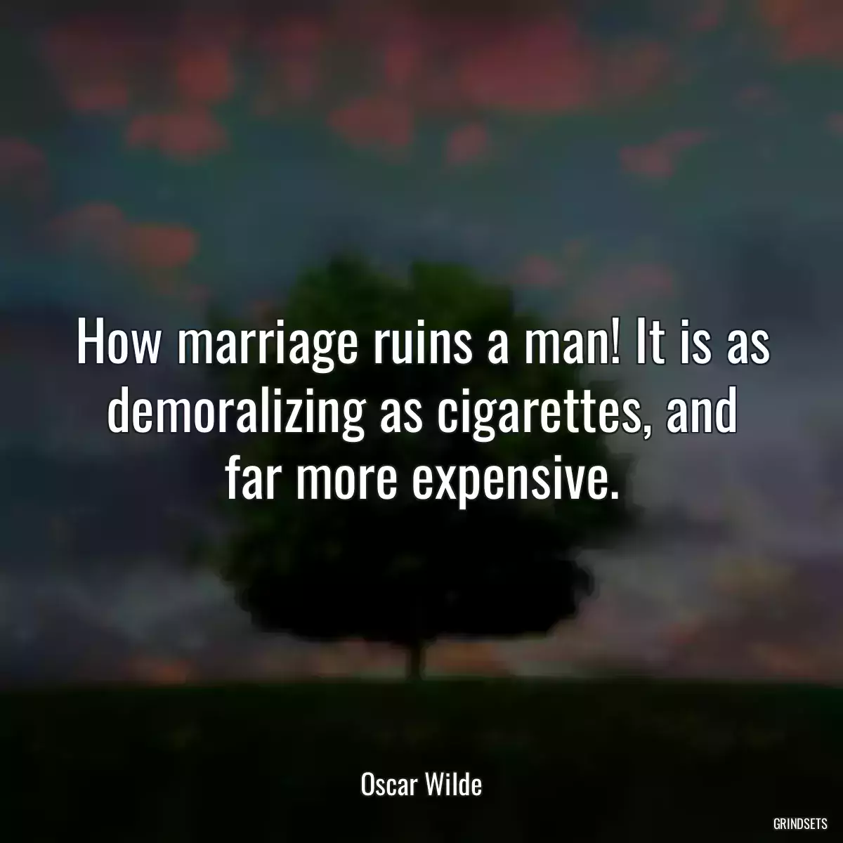 How marriage ruins a man! It is as demoralizing as cigarettes, and far more expensive.