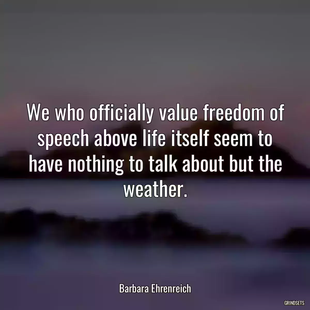 We who officially value freedom of speech above life itself seem to have nothing to talk about but the weather.