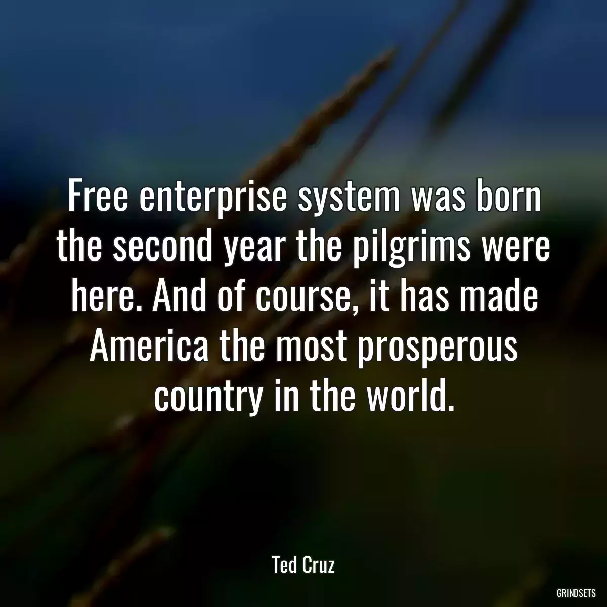 Free enterprise system was born the second year the pilgrims were here. And of course, it has made America the most prosperous country in the world.