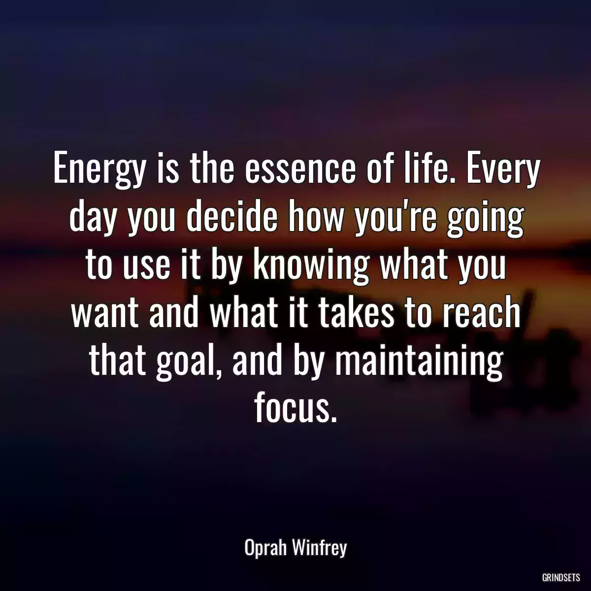 Energy is the essence of life. Every day you decide how you\'re going to use it by knowing what you want and what it takes to reach that goal, and by maintaining focus.