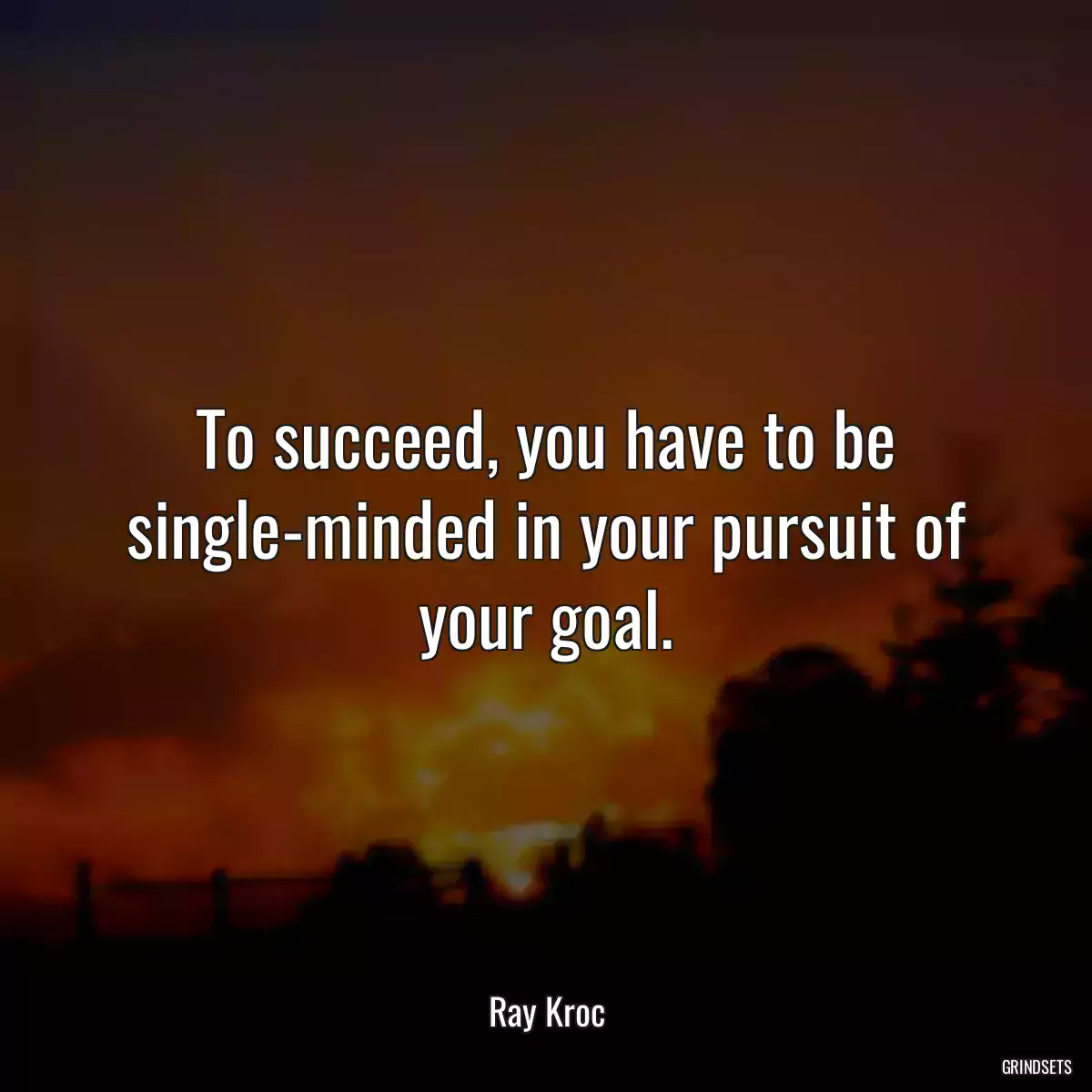 To succeed, you have to be single-minded in your pursuit of your goal.