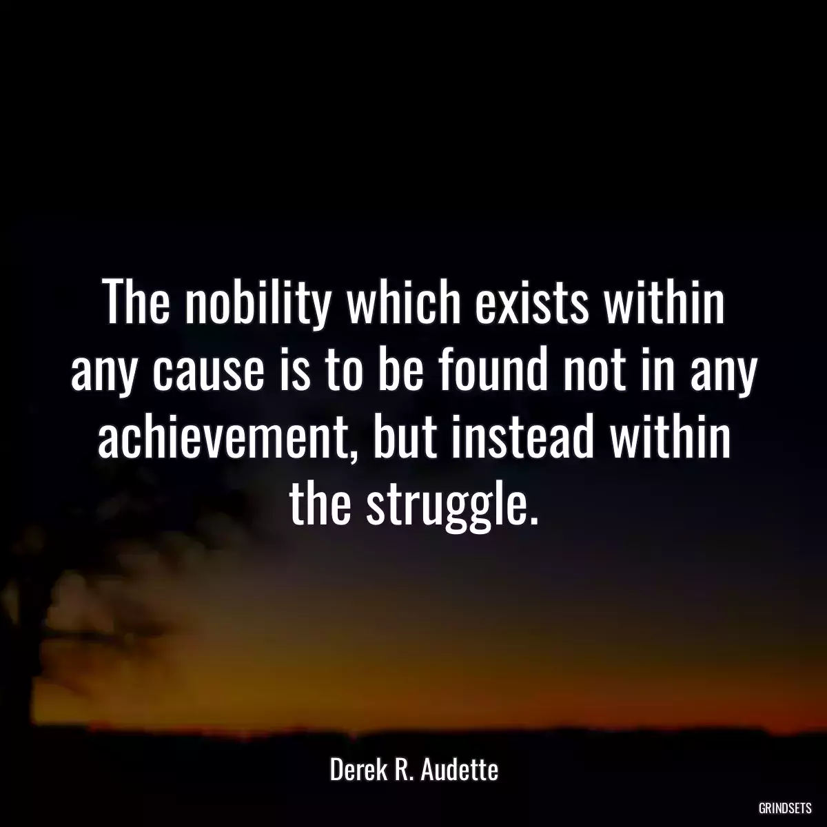 The nobility which exists within any cause is to be found not in any achievement, but instead within the struggle.