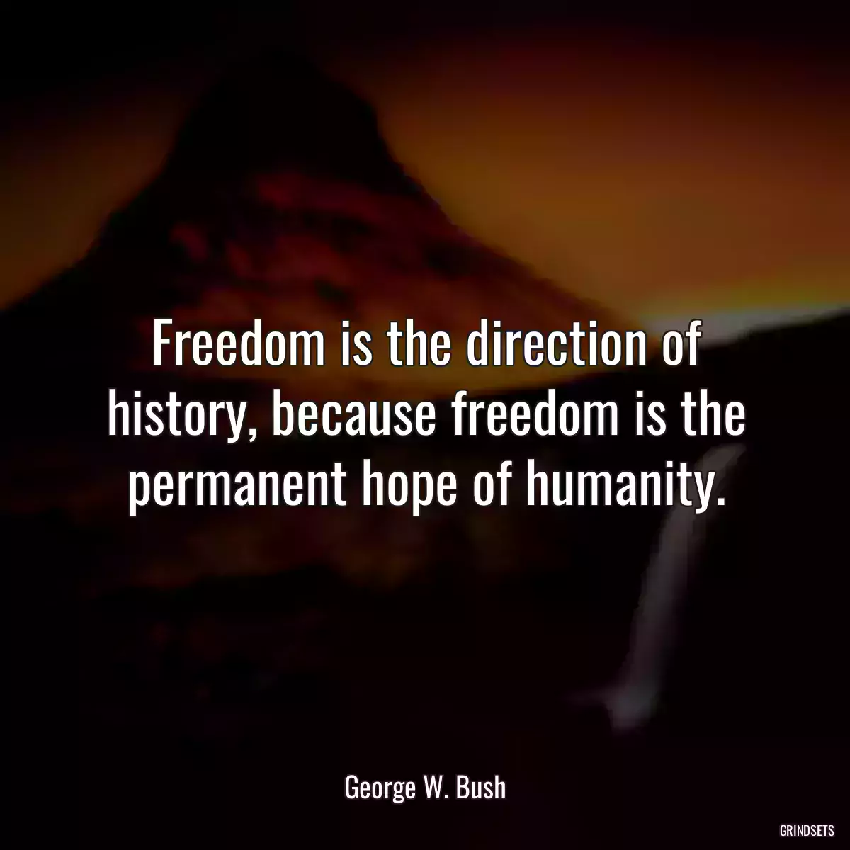 Freedom is the direction of history, because freedom is the permanent hope of humanity.