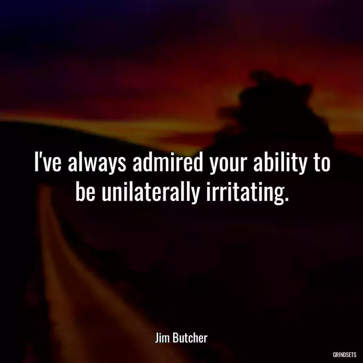 I\'ve always admired your ability to be unilaterally irritating.