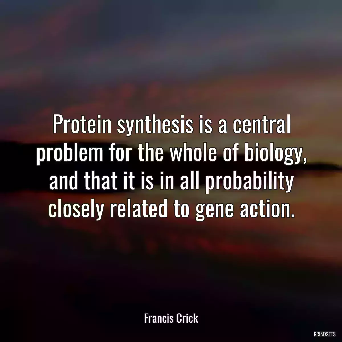 Protein synthesis is a central problem for the whole of biology, and that it is in all probability closely related to gene action.