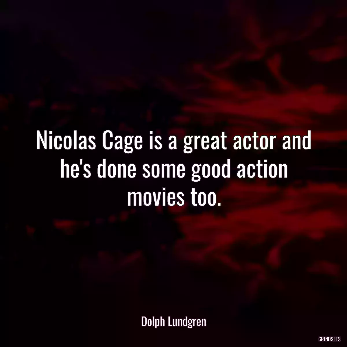 Nicolas Cage is a great actor and he\'s done some good action movies too.