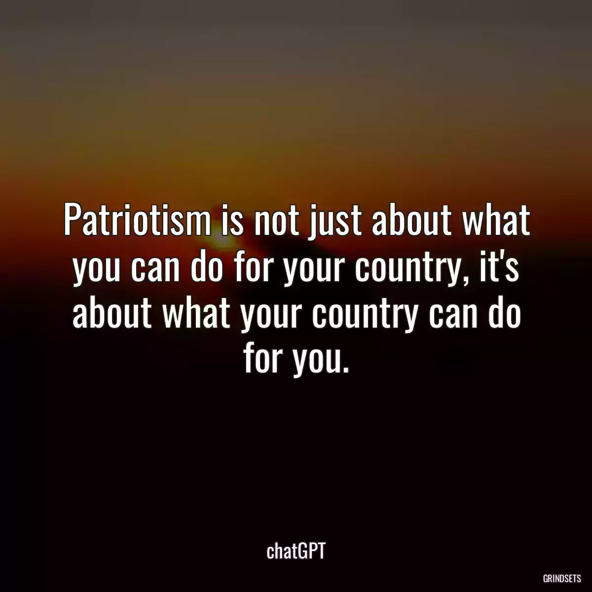 Patriotism is not just about what you can do for your country, it\'s about what your country can do for you.