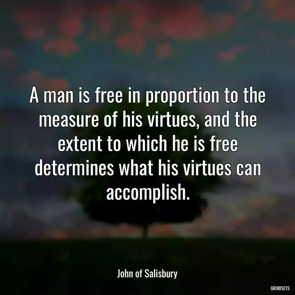 A man is free in proportion to the measure of his virtues, and the extent to which he is free determines what his virtues can accomplish.