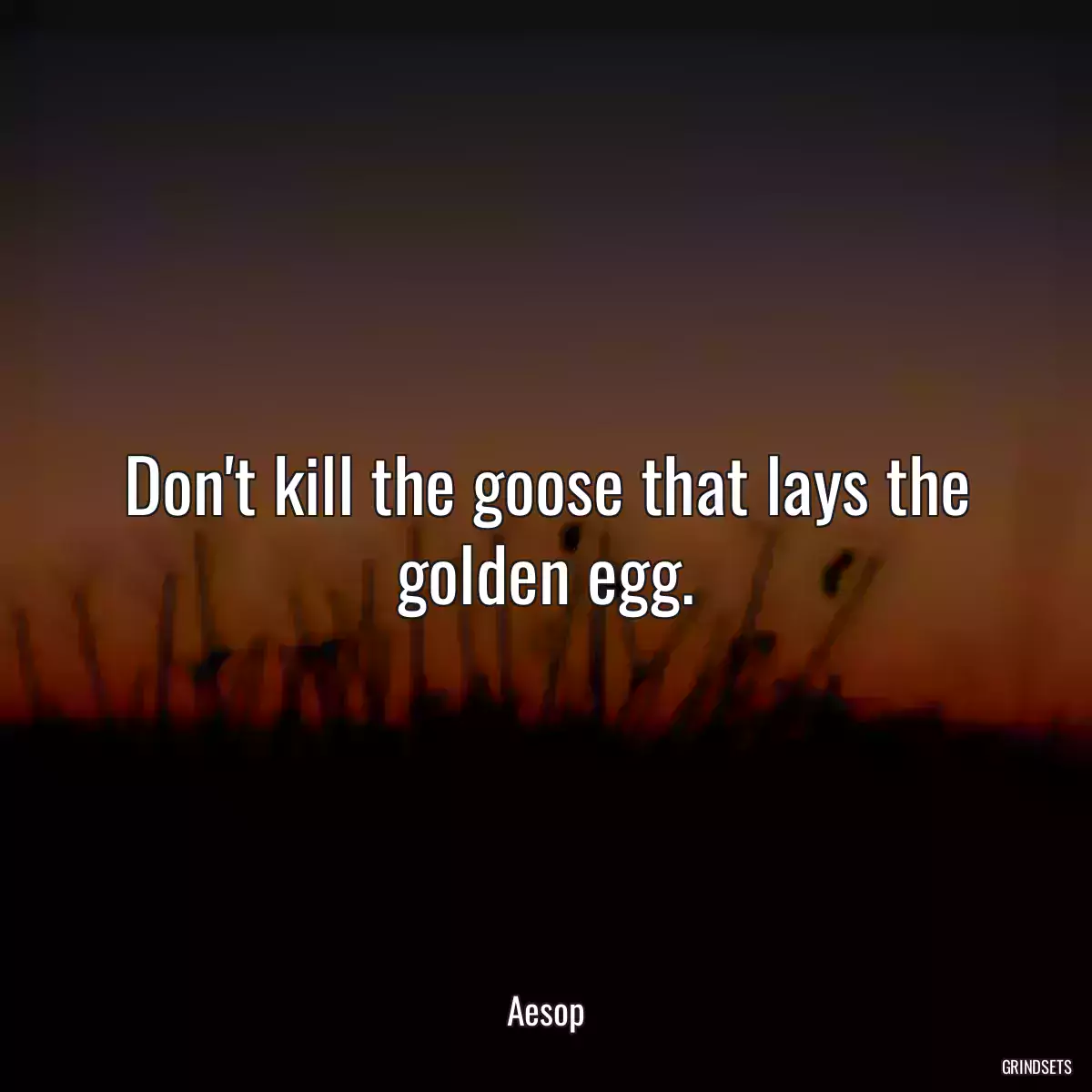 Don\'t kill the goose that lays the golden egg.