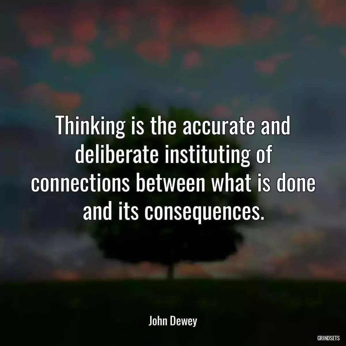 Thinking is the accurate and deliberate instituting of connections between what is done and its consequences.