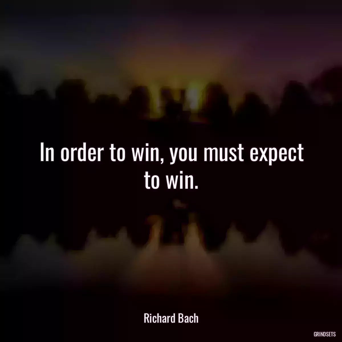 In order to win, you must expect to win.