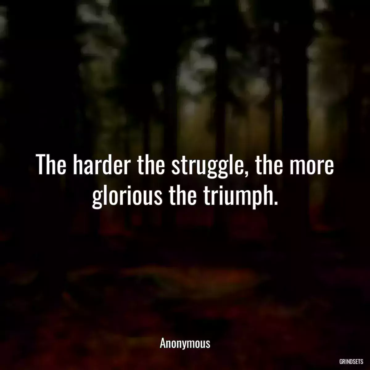 The harder the struggle, the more glorious the triumph.