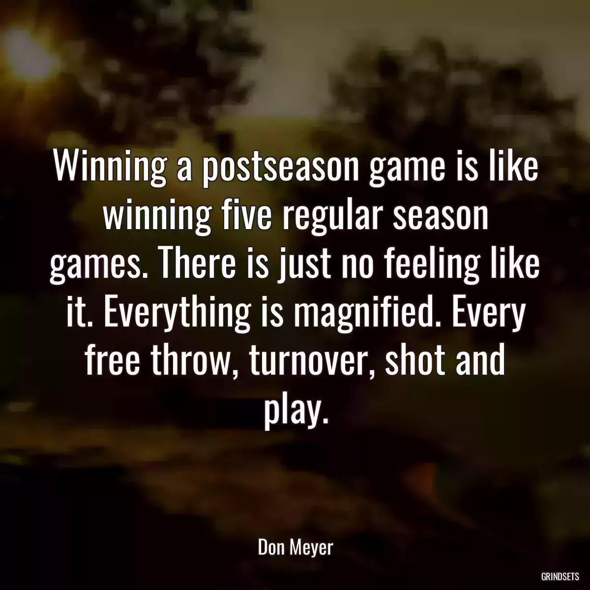 Winning a postseason game is like winning five regular season games. There is just no feeling like it. Everything is magnified. Every free throw, turnover, shot and play.