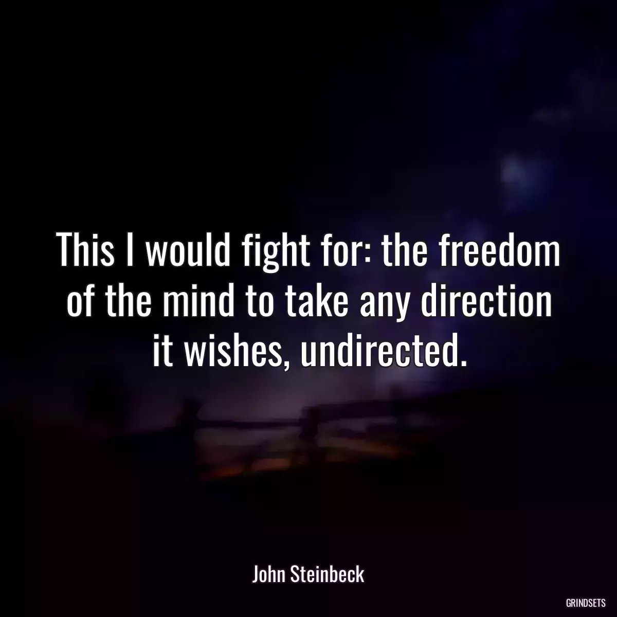 This I would fight for: the freedom of the mind to take any direction it wishes, undirected.