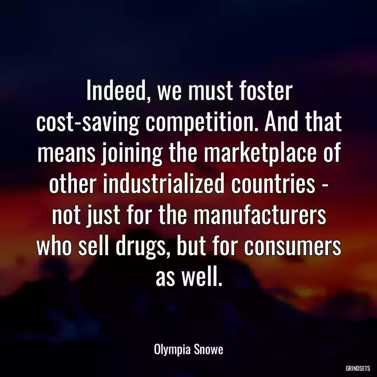 Indeed, we must foster cost-saving competition. And that means joining the marketplace of other industrialized countries - not just for the manufacturers who sell drugs, but for consumers as well.