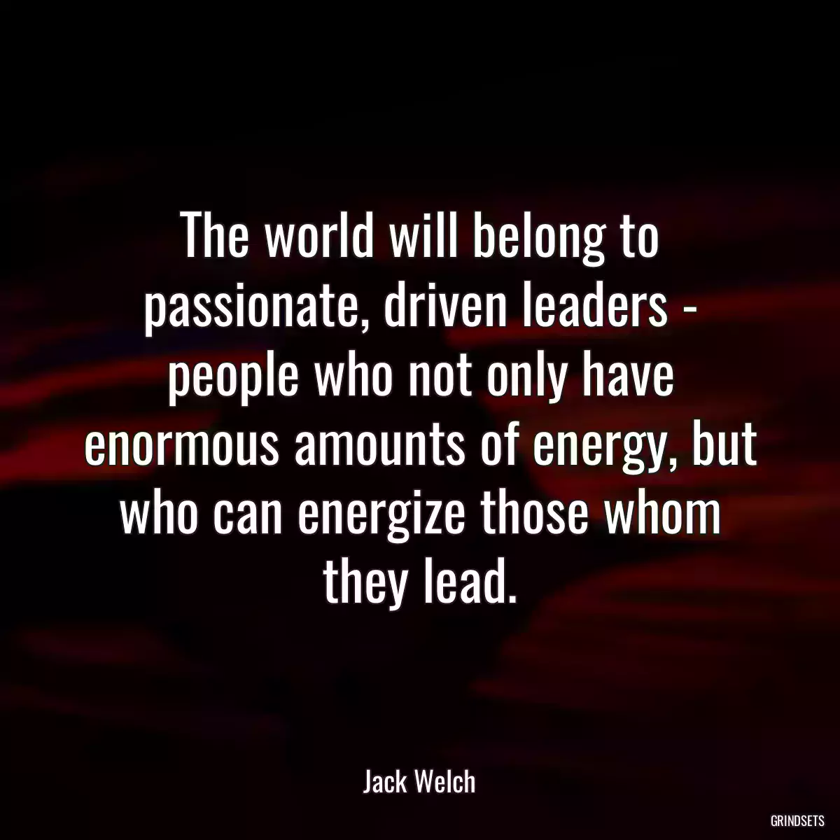 The world will belong to passionate, driven leaders - people who not only have enormous amounts of energy, but who can energize those whom they lead.