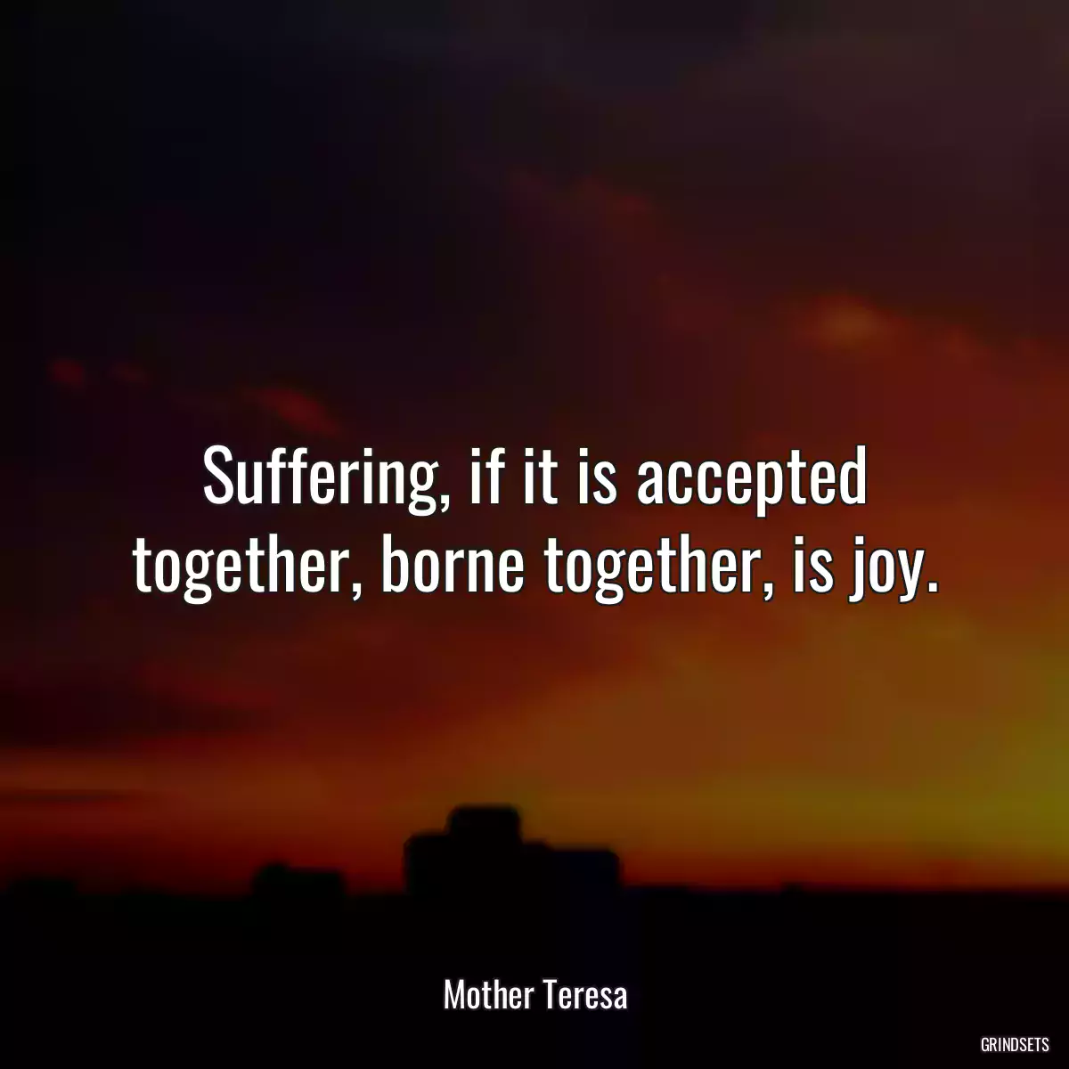 Suffering, if it is accepted together, borne together, is joy.