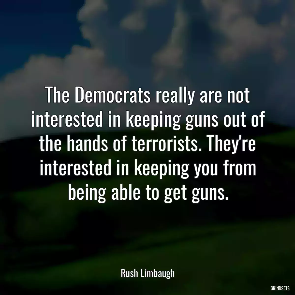 The Democrats really are not interested in keeping guns out of the hands of terrorists. They\'re interested in keeping you from being able to get guns.