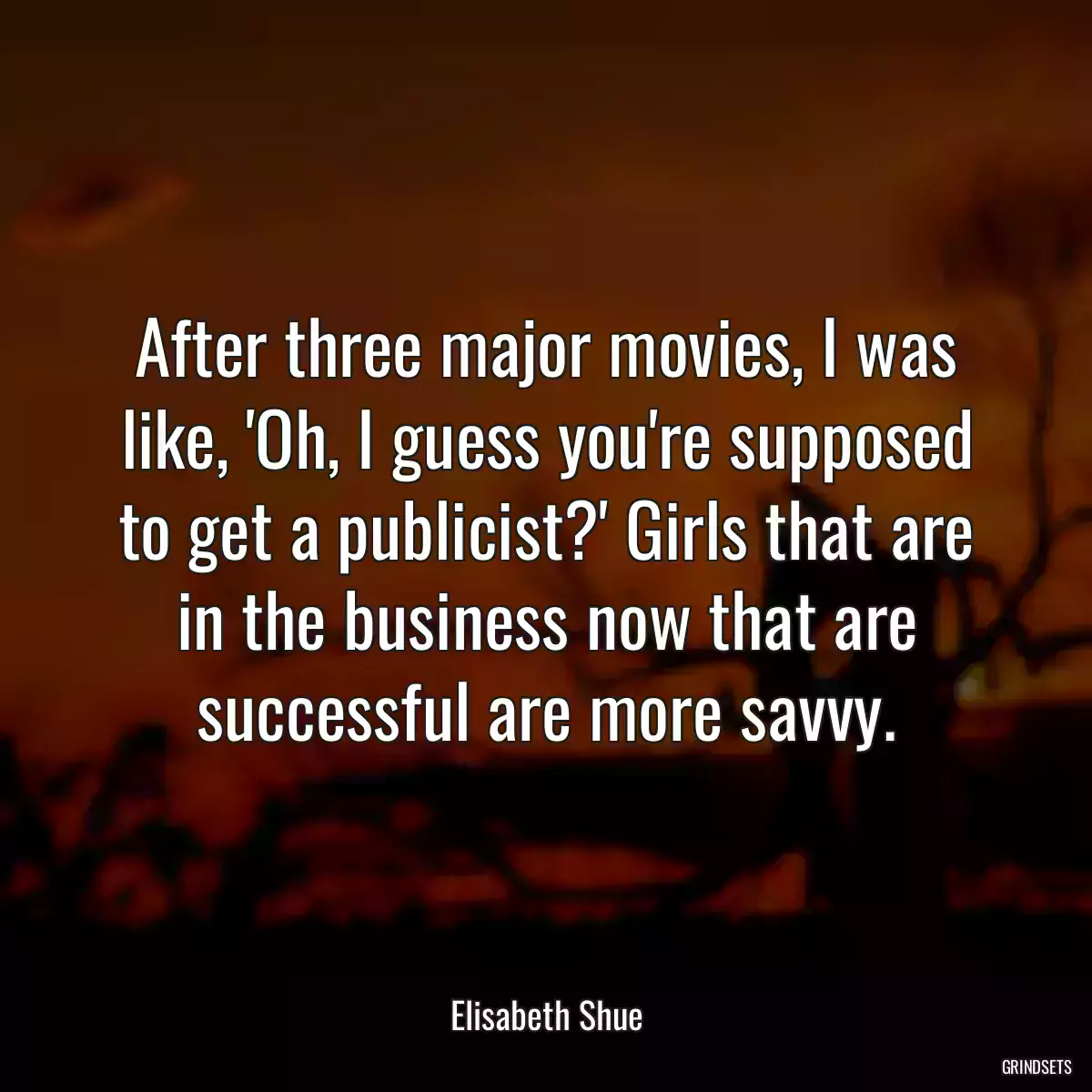 After three major movies, I was like, \'Oh, I guess you\'re supposed to get a publicist?\' Girls that are in the business now that are successful are more savvy.