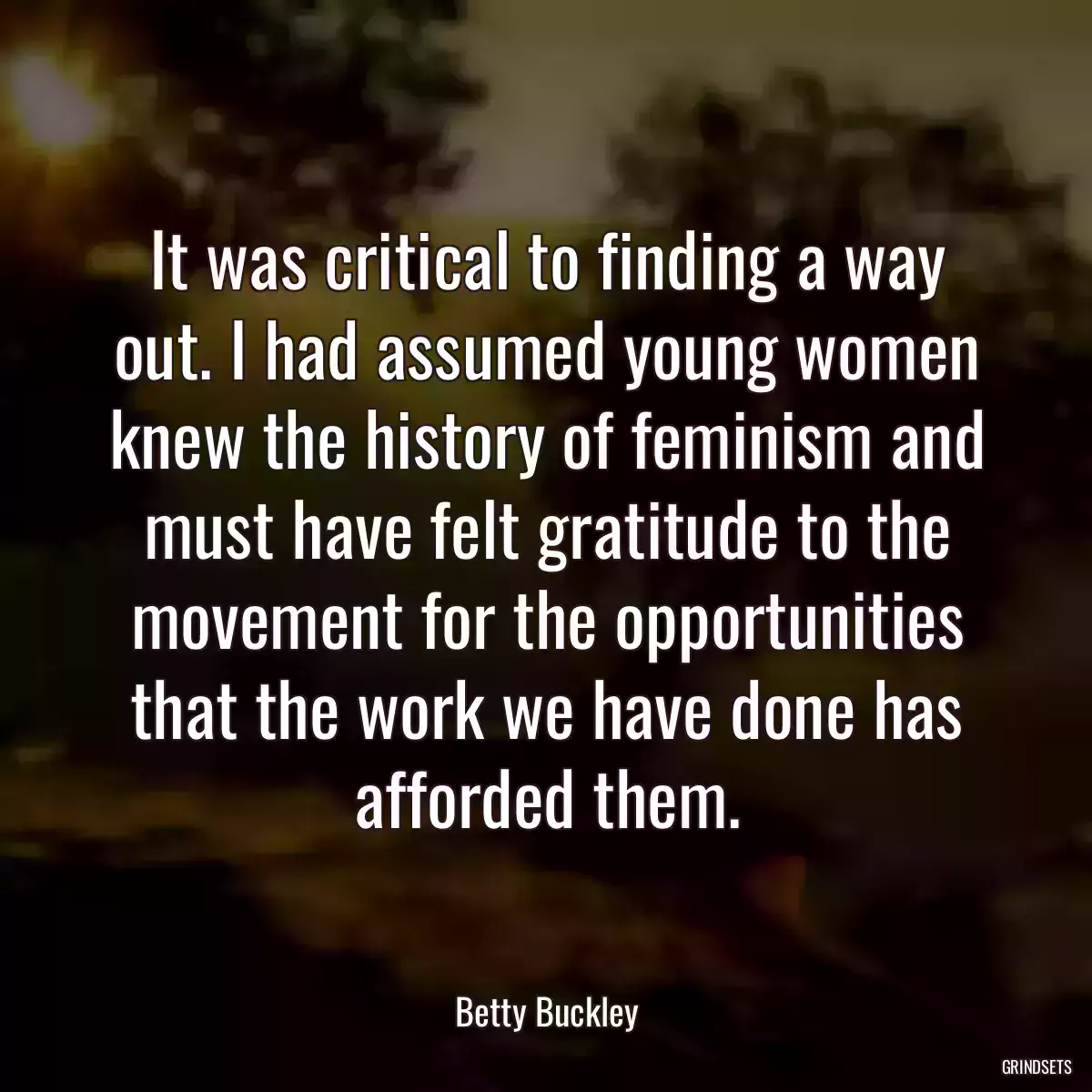 It was critical to finding a way out. I had assumed young women knew the history of feminism and must have felt gratitude to the movement for the opportunities that the work we have done has afforded them.