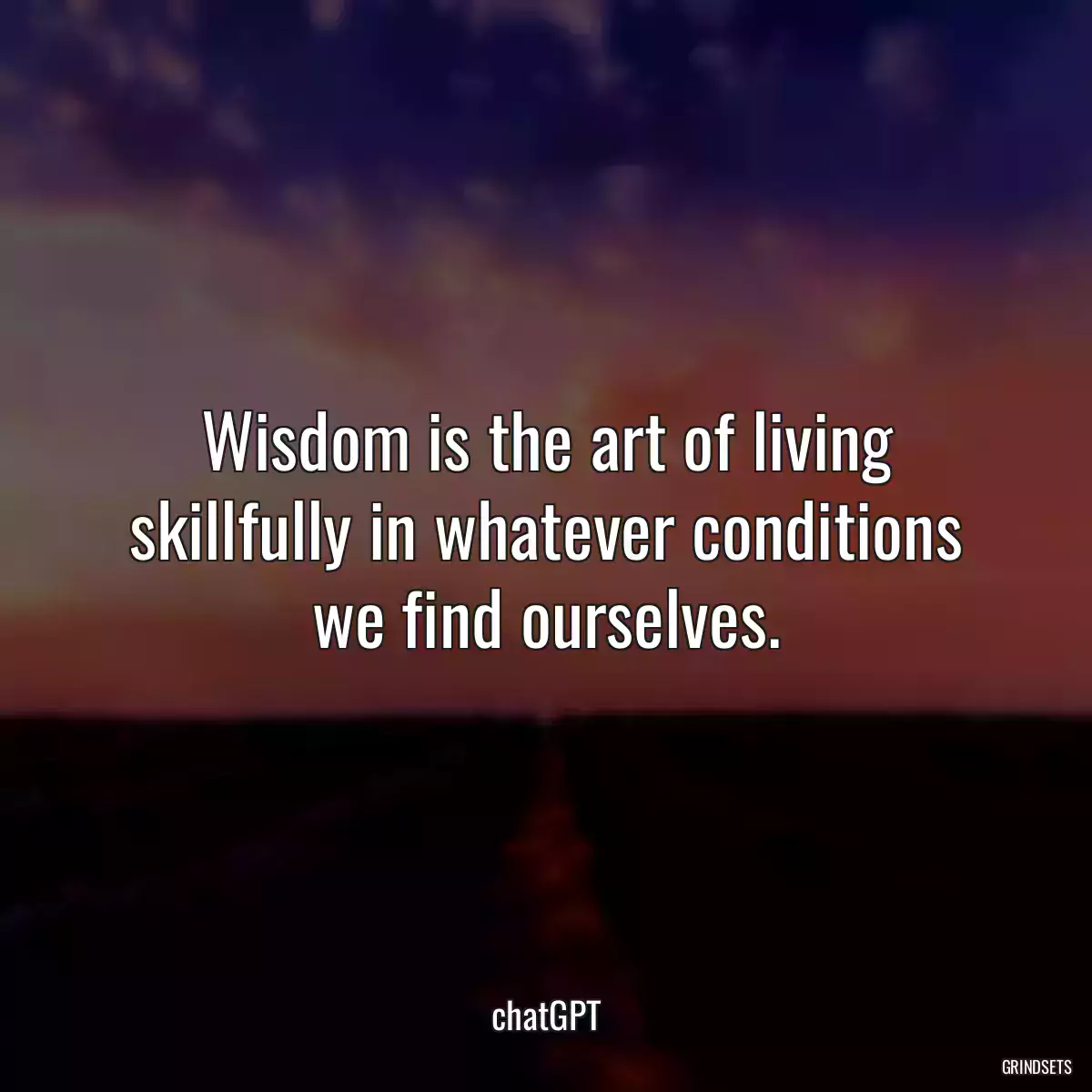 Wisdom is the art of living skillfully in whatever conditions we find ourselves.