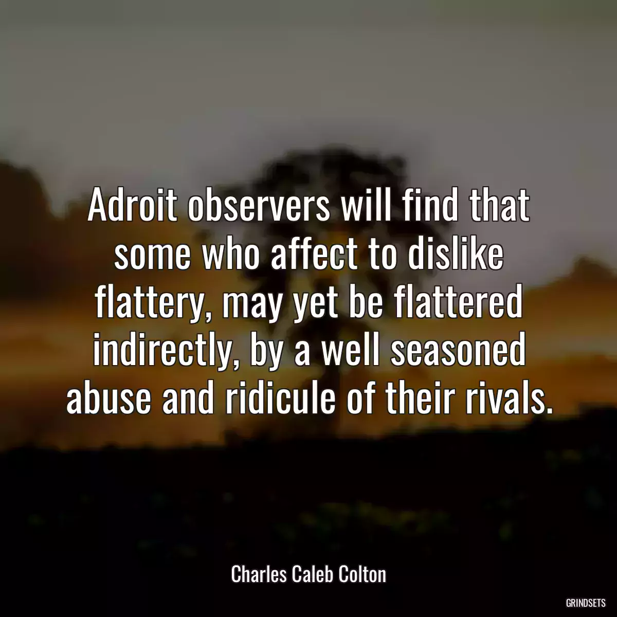 Adroit observers will find that some who affect to dislike flattery, may yet be flattered indirectly, by a well seasoned abuse and ridicule of their rivals.