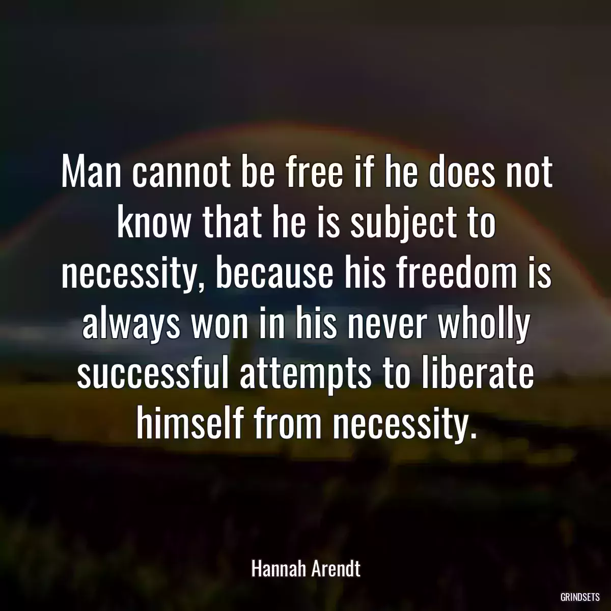 Man cannot be free if he does not know that he is subject to necessity, because his freedom is always won in his never wholly successful attempts to liberate himself from necessity.