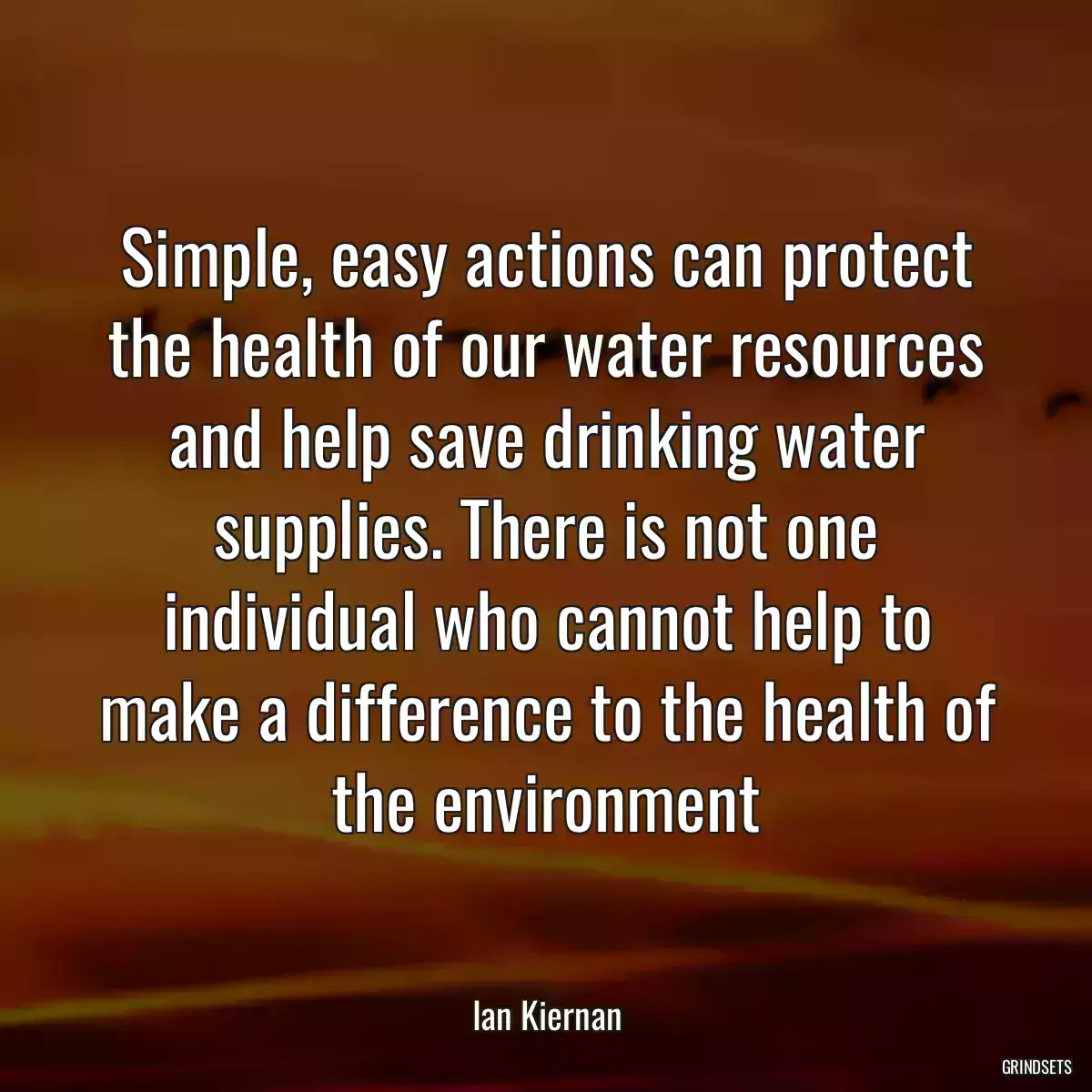 Simple, easy actions can protect the health of our water resources and help save drinking water supplies. There is not one individual who cannot help to make a difference to the health of the environment