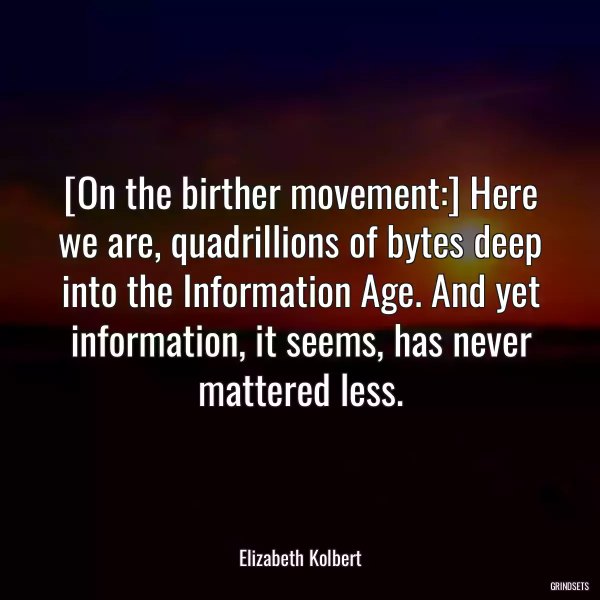 [On the birther movement:] Here we are, quadrillions of bytes deep into the Information Age. And yet information, it seems, has never mattered less.