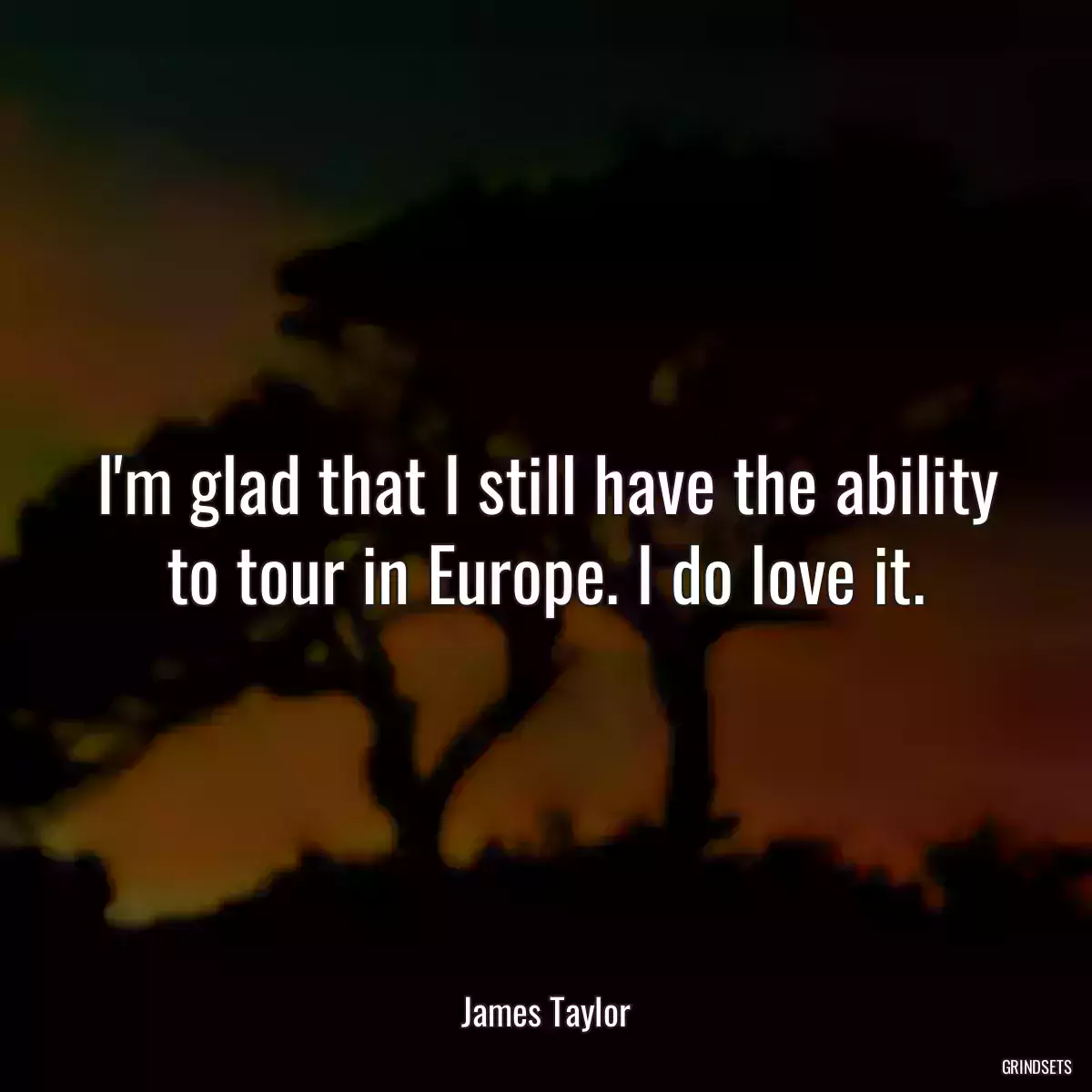 I\'m glad that I still have the ability to tour in Europe. I do love it.