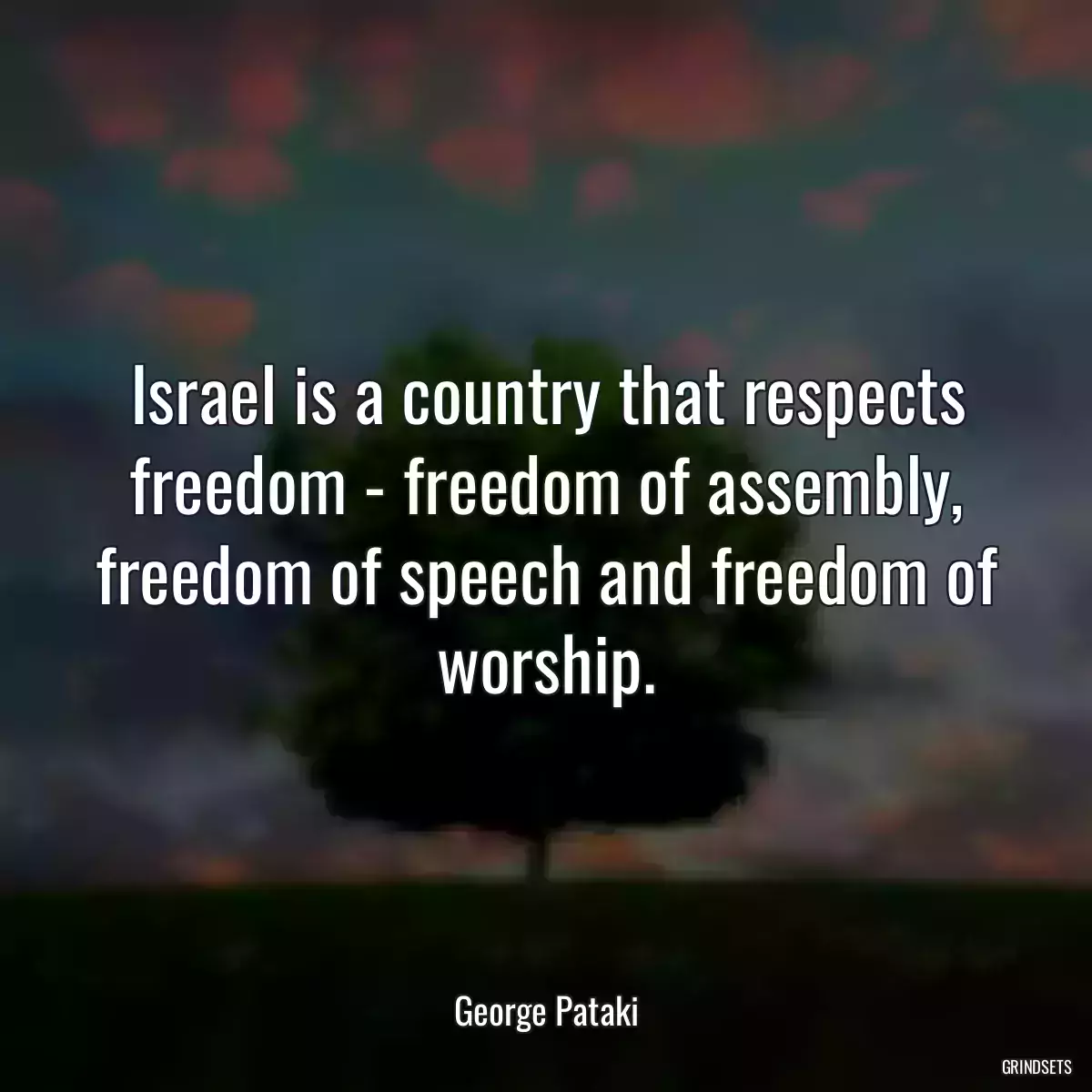 Israel is a country that respects freedom - freedom of assembly, freedom of speech and freedom of worship.