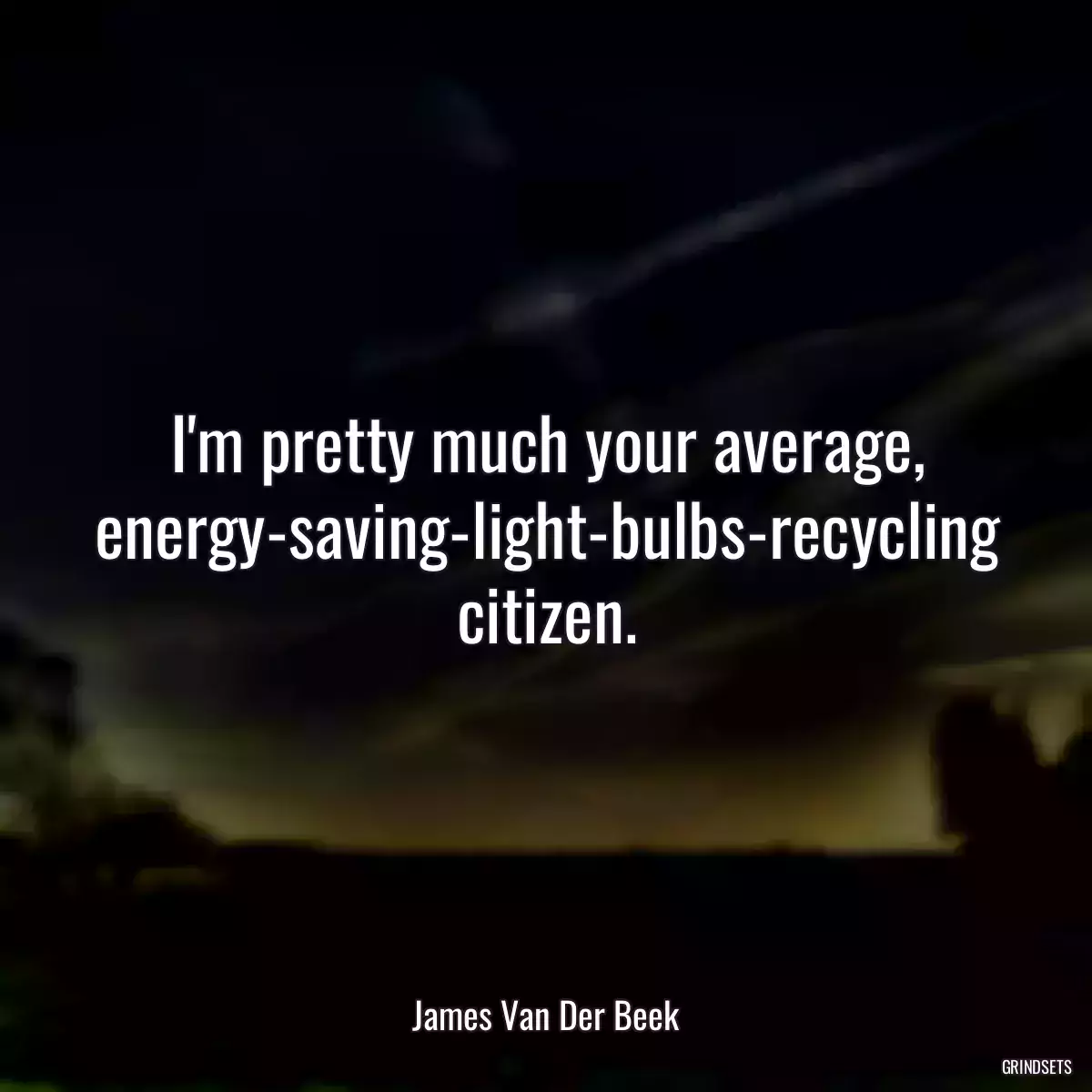 I\'m pretty much your average, energy-saving-light-bulbs-recycling citizen.