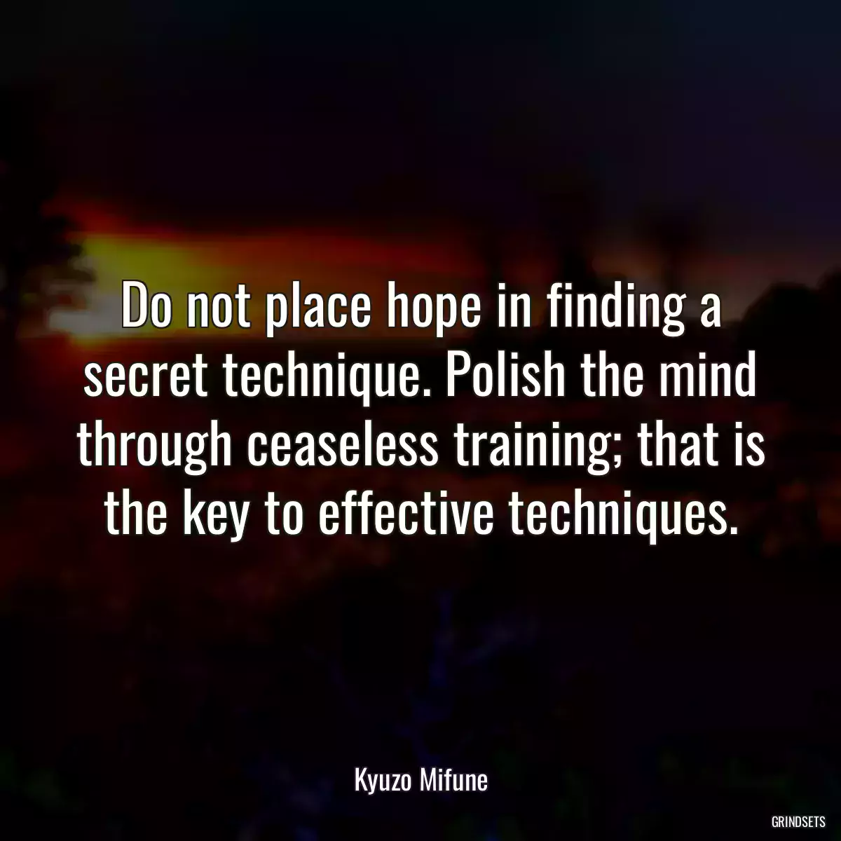 Do not place hope in finding a secret technique. Polish the mind through ceaseless training; that is the key to effective techniques.