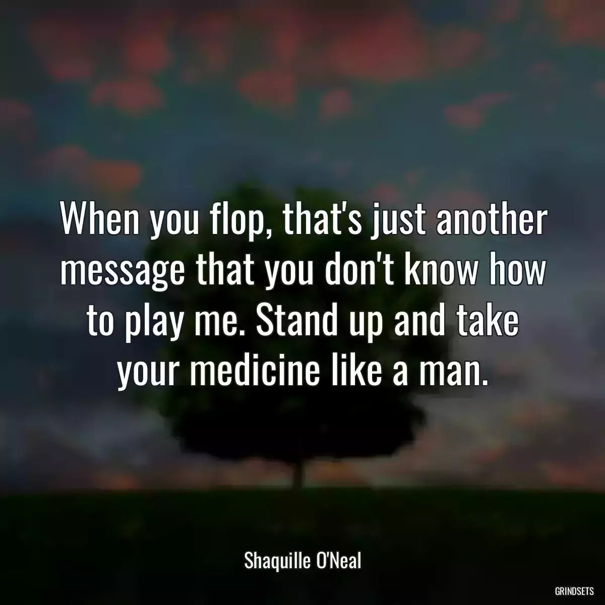 When you flop, that\'s just another message that you don\'t know how to play me. Stand up and take your medicine like a man.