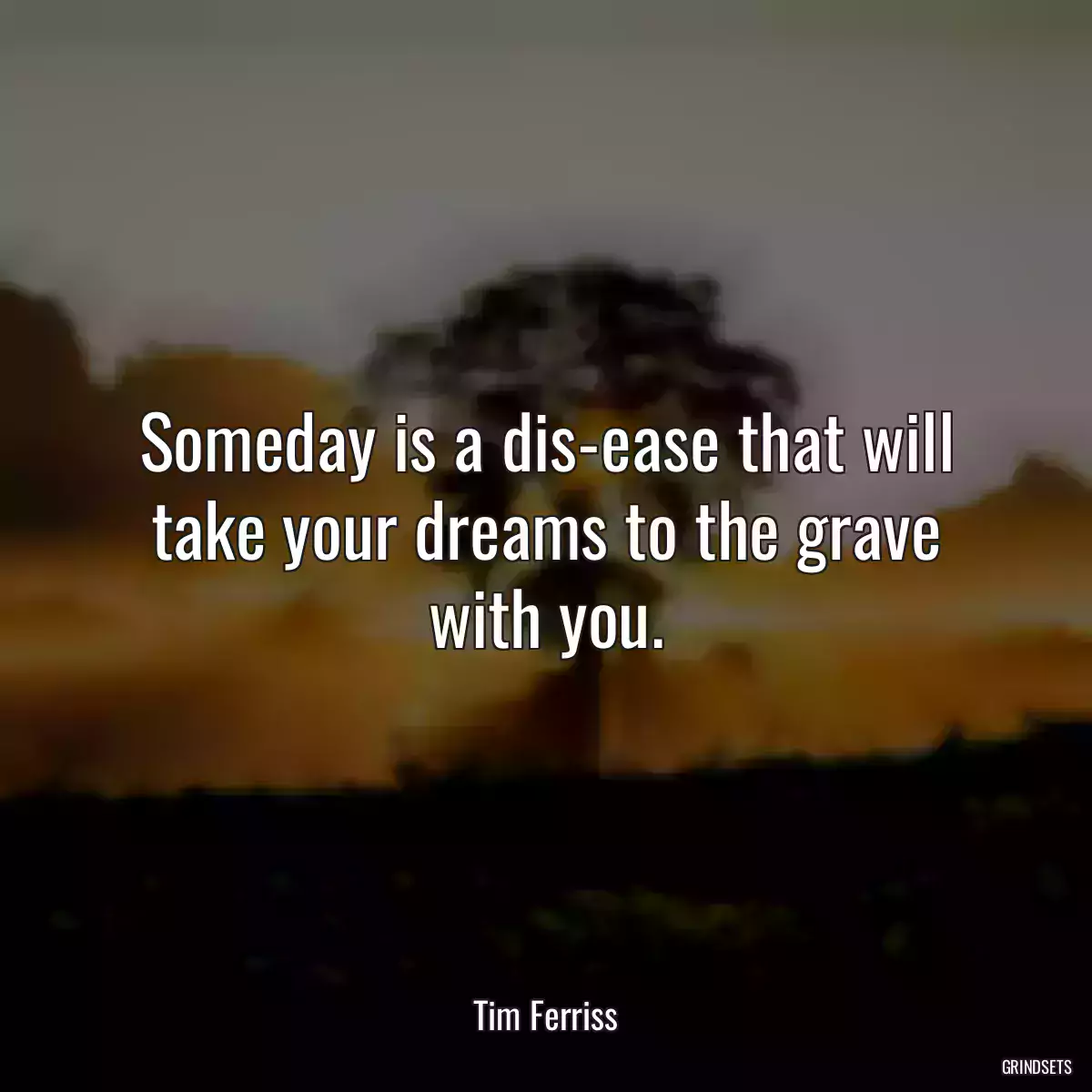 Someday is a dis-ease that will take your dreams to the grave with you.