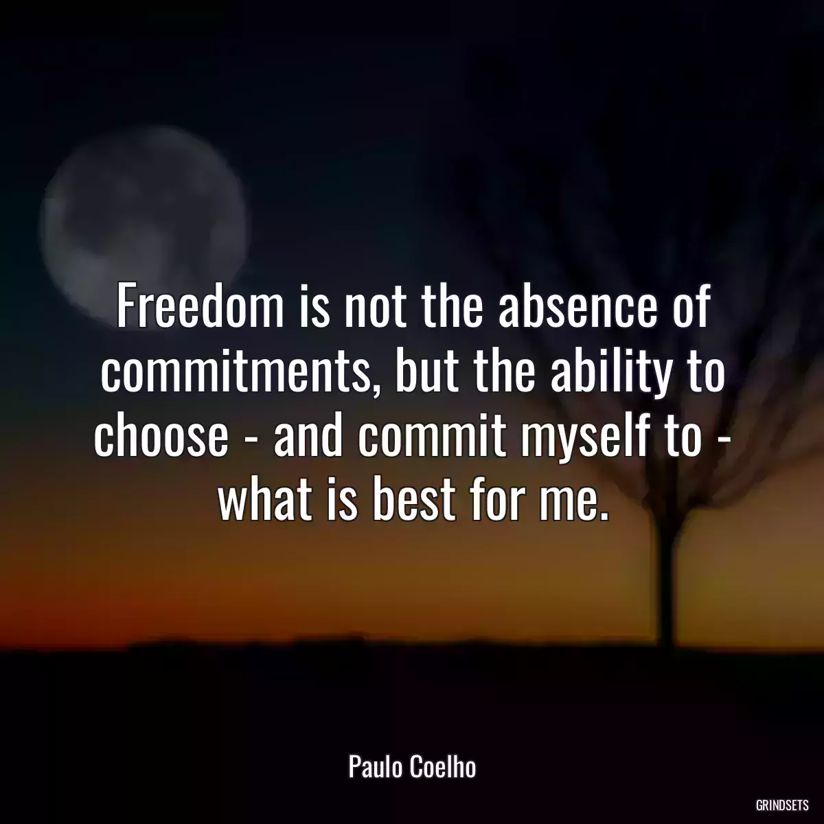 Freedom is not the absence of commitments, but the ability to choose - and commit myself to - what is best for me.