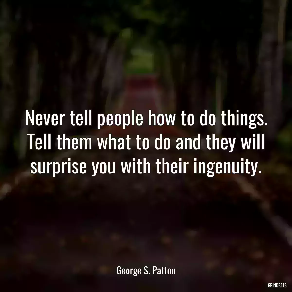 Never tell people how to do things. Tell them what to do and they will surprise you with their ingenuity.