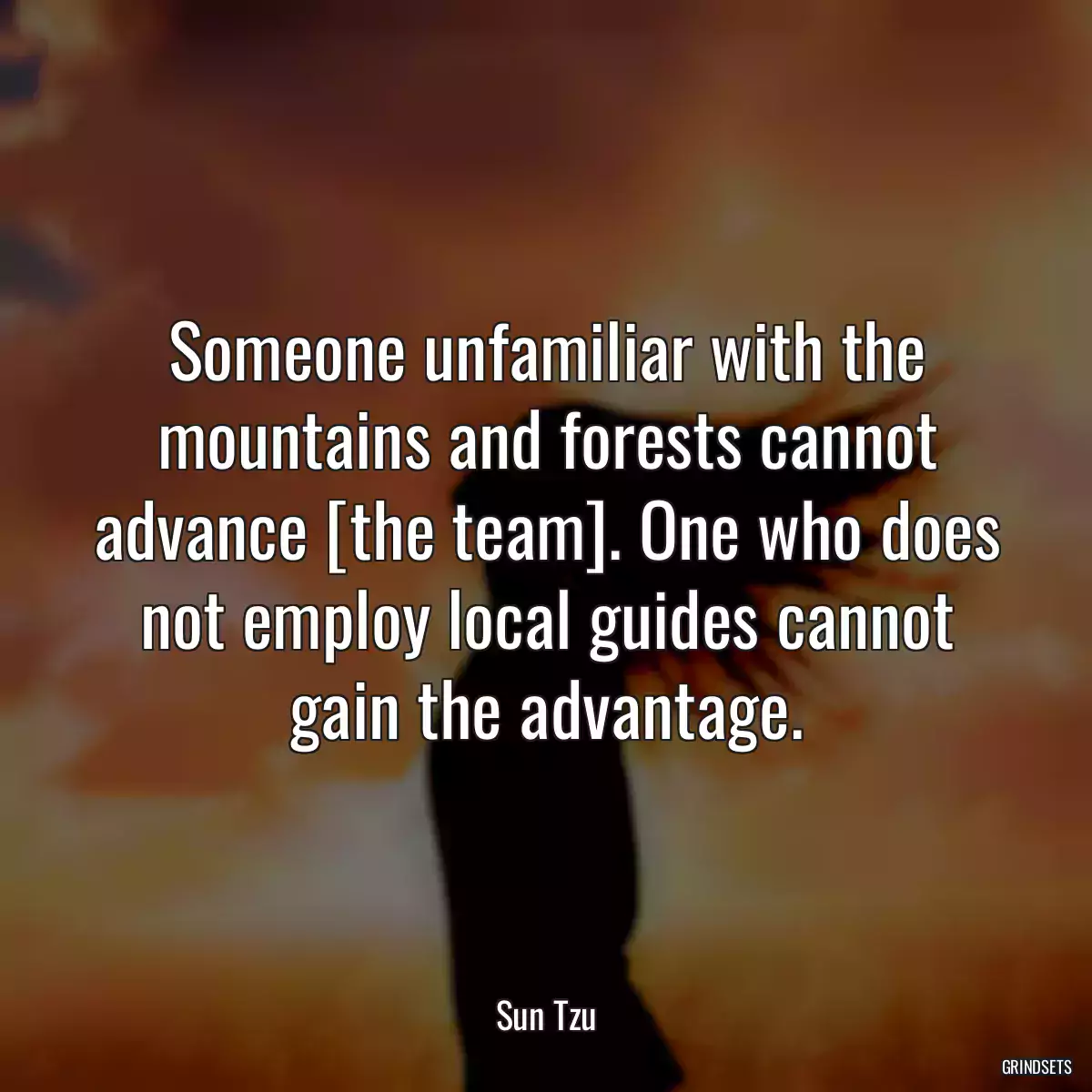 Someone unfamiliar with the mountains and forests cannot advance [the team]. One who does not employ local guides cannot gain the advantage.