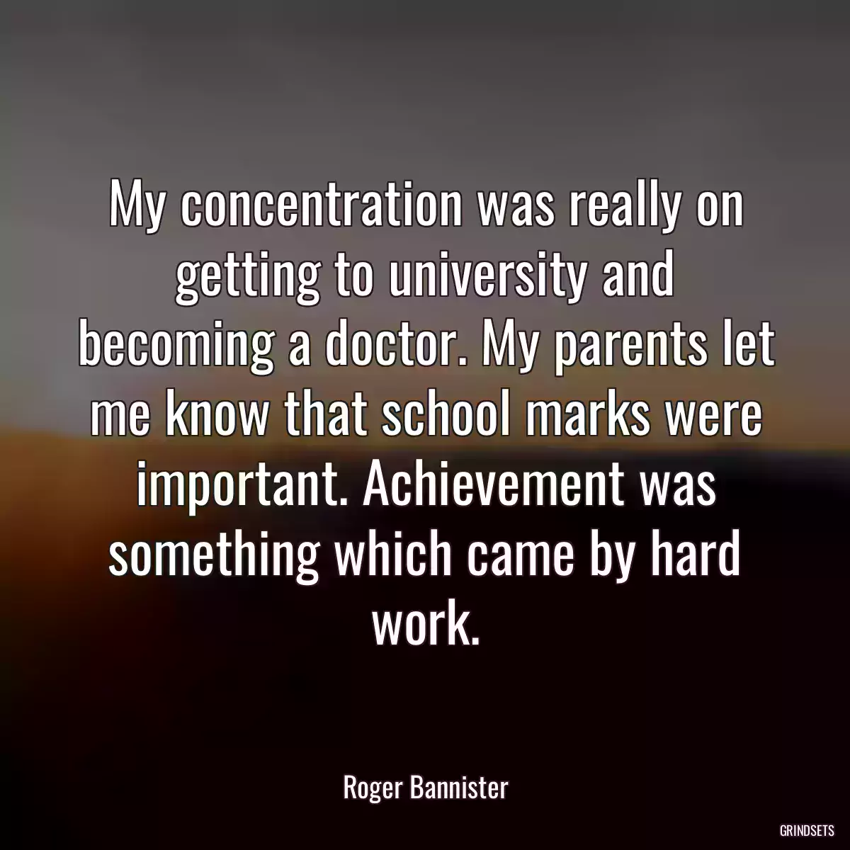 My concentration was really on getting to university and becoming a doctor. My parents let me know that school marks were important. Achievement was something which came by hard work.