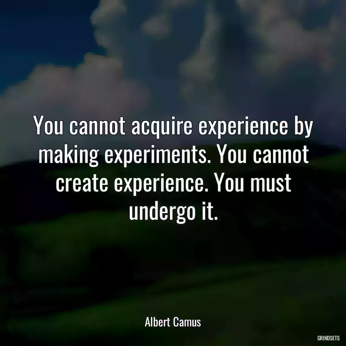 You cannot acquire experience by making experiments. You cannot create experience. You must undergo it.