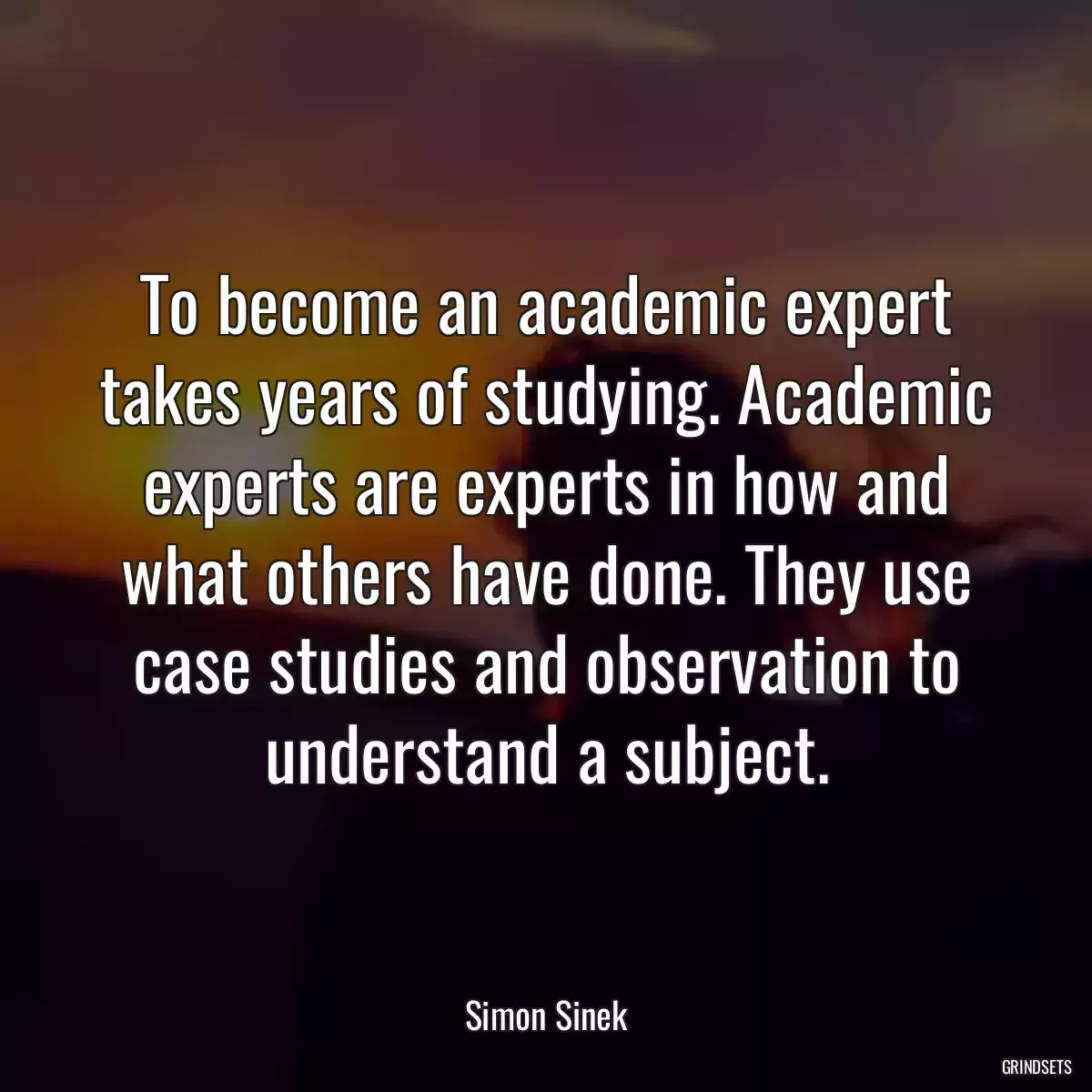 To become an academic expert takes years of studying. Academic experts are experts in how and what others have done. They use case studies and observation to understand a subject.