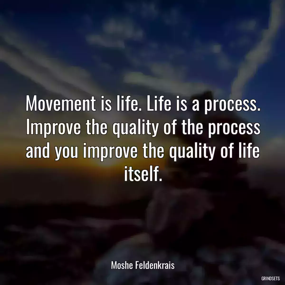 Movement is life. Life is a process. Improve the quality of the process and you improve the quality of life itself.