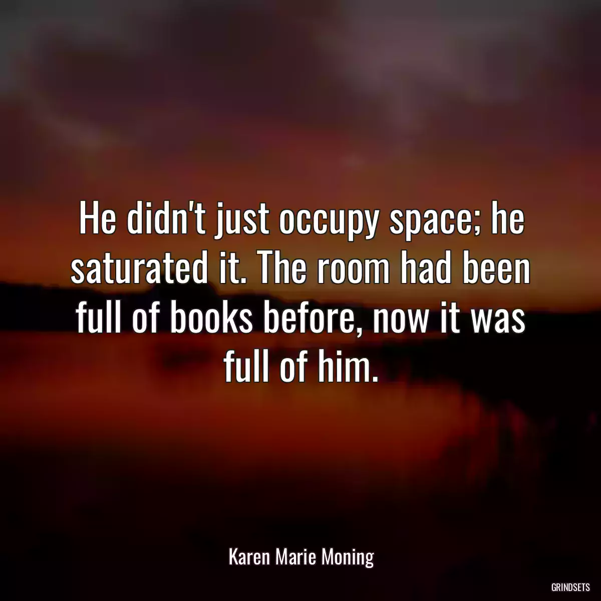 He didn\'t just occupy space; he saturated it. The room had been full of books before, now it was full of him.