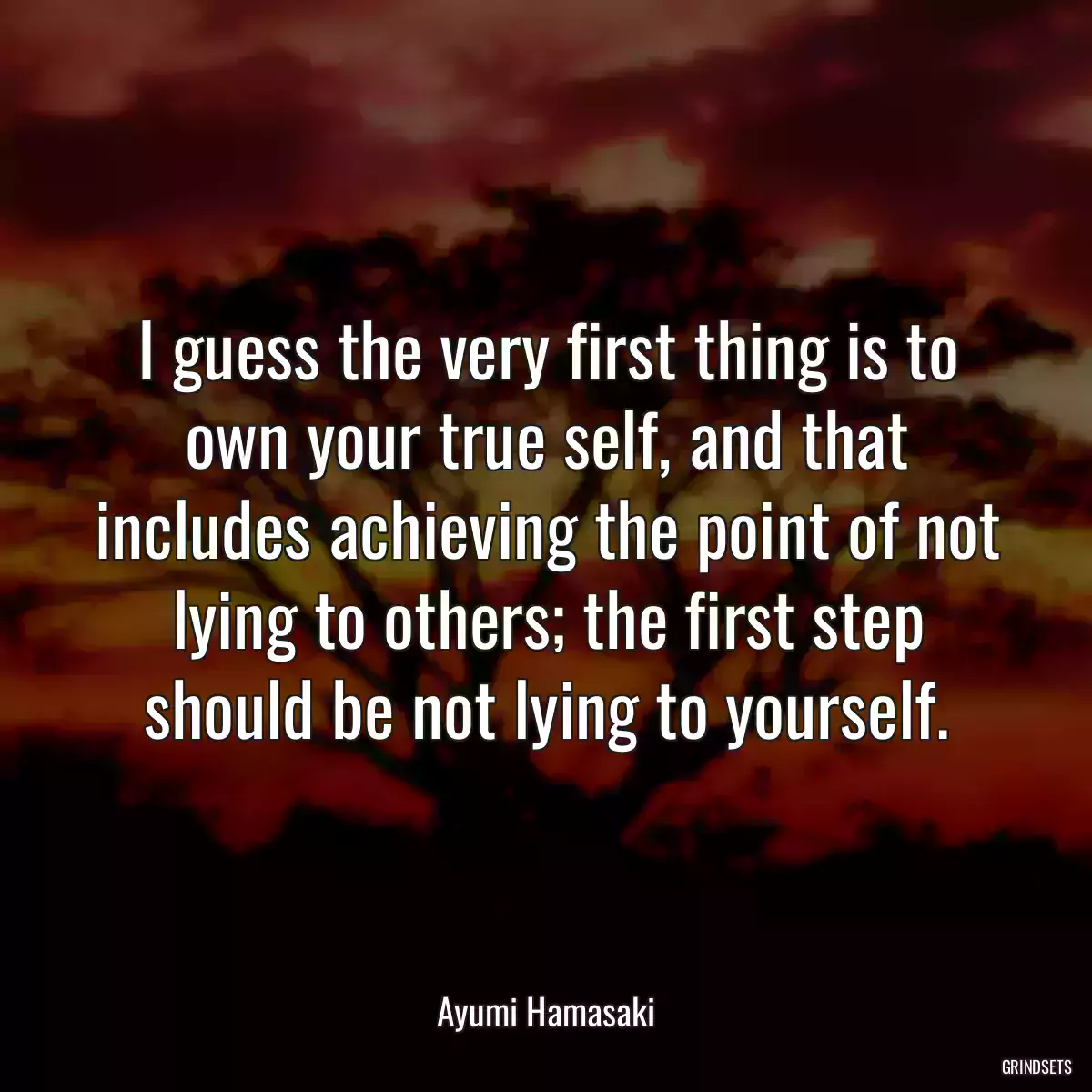 I guess the very first thing is to own your true self, and that includes achieving the point of not lying to others; the first step should be not lying to yourself.