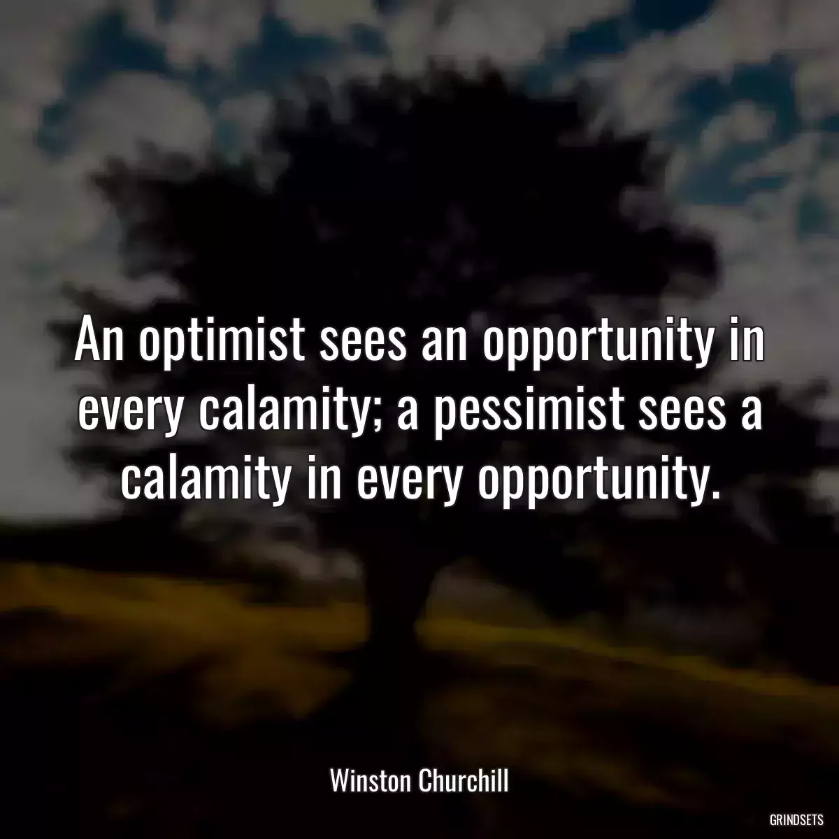 An optimist sees an opportunity in every calamity; a pessimist sees a calamity in every opportunity.