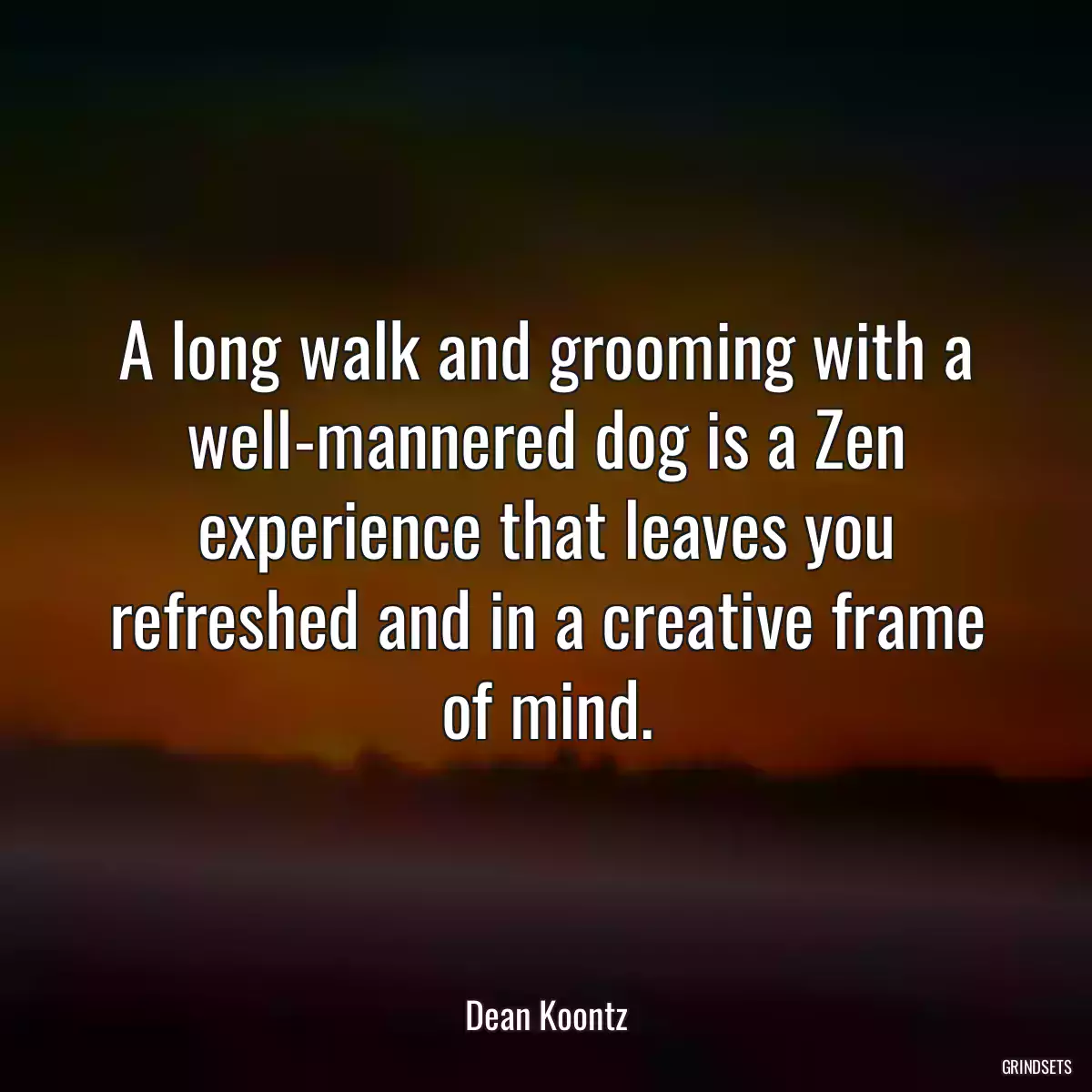 A long walk and grooming with a well-mannered dog is a Zen experience that leaves you refreshed and in a creative frame of mind.